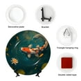 thumbnail image 4 of Zufioo Koi Pond Lilies Print Bone China Decorative Plate, Ceramic Dinner Plate with Stand Ceramic Decoration Homewares-6in, 4 of 6