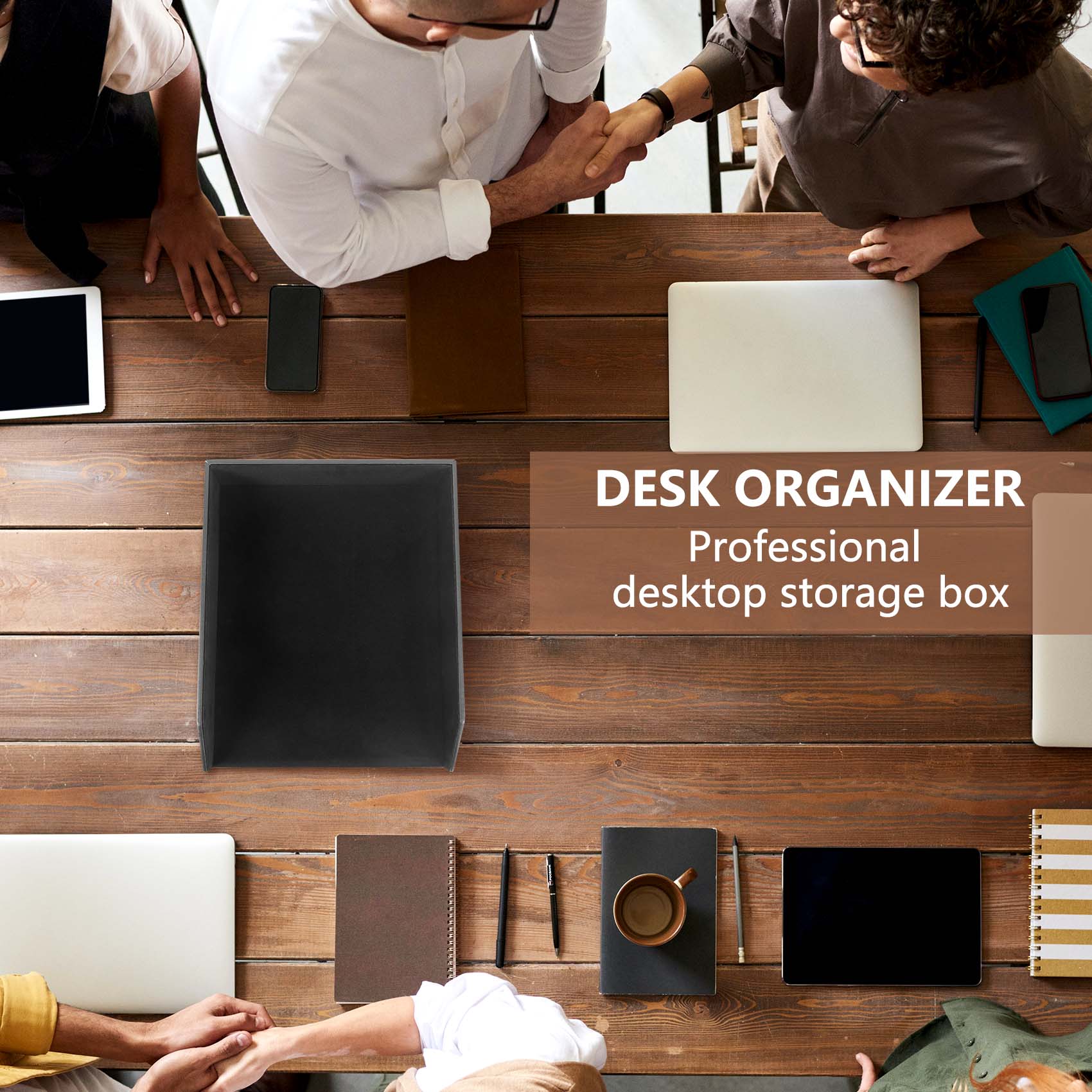 PU Leather Collection Letter Tray, Document Desk Organizer,Stackable Office File Tray Holder (Black)