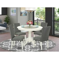 East West Furniture Dining Room Set Linen White, HLDR5-LWH-07