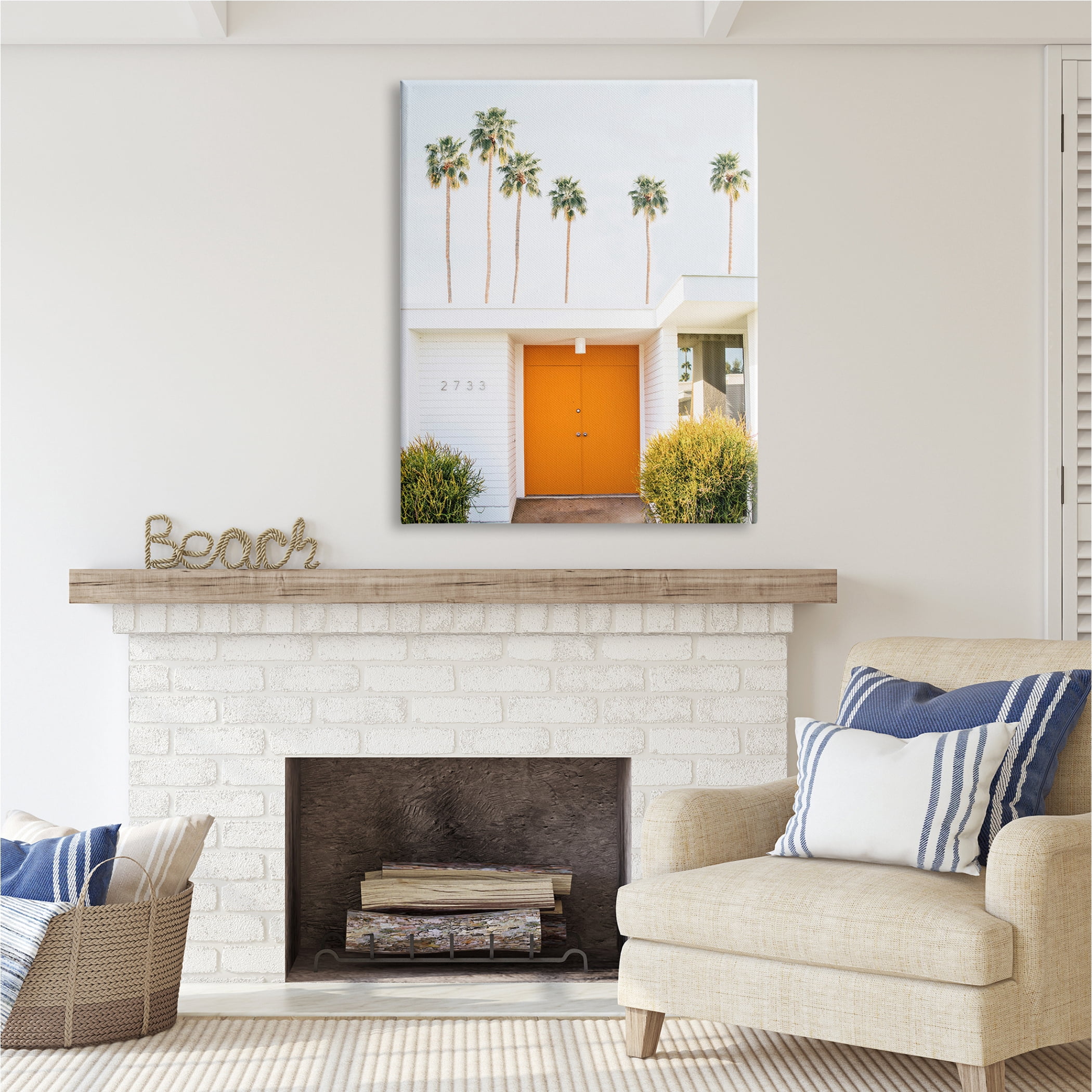 Stupell Industries Palm Springs Orange Door Botanical & Floral Photography Gallery Wrapped Canvas Print Wall Art, 36 x 48