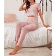 thumbnail image 5 of Richie House Lounge Set Womens Crop Lace Top Pants Pullover Sleep Cotton Pajama RHW4022, 5 of 7