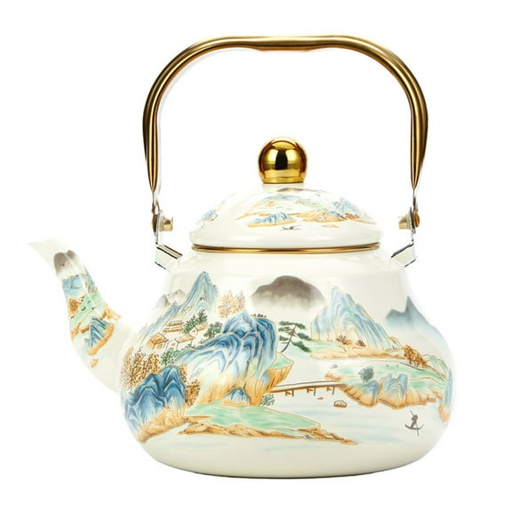 Enameled Tea Kettle, Porcelain Enamel Tea Kettle, Enameled Kettle, Stovetop Kettle, Stovetop Tea Kettle, with Heat Resistant Handle for Kitchen Home