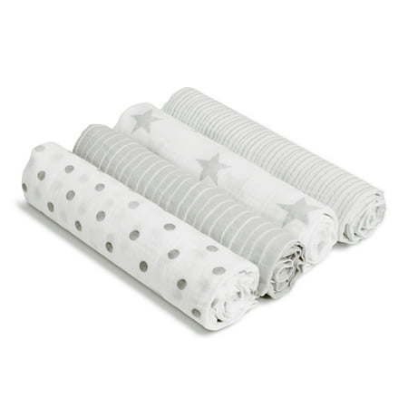 aden + anais Essentials Muslin Swaddle Blankets, 4-pack, Dusty