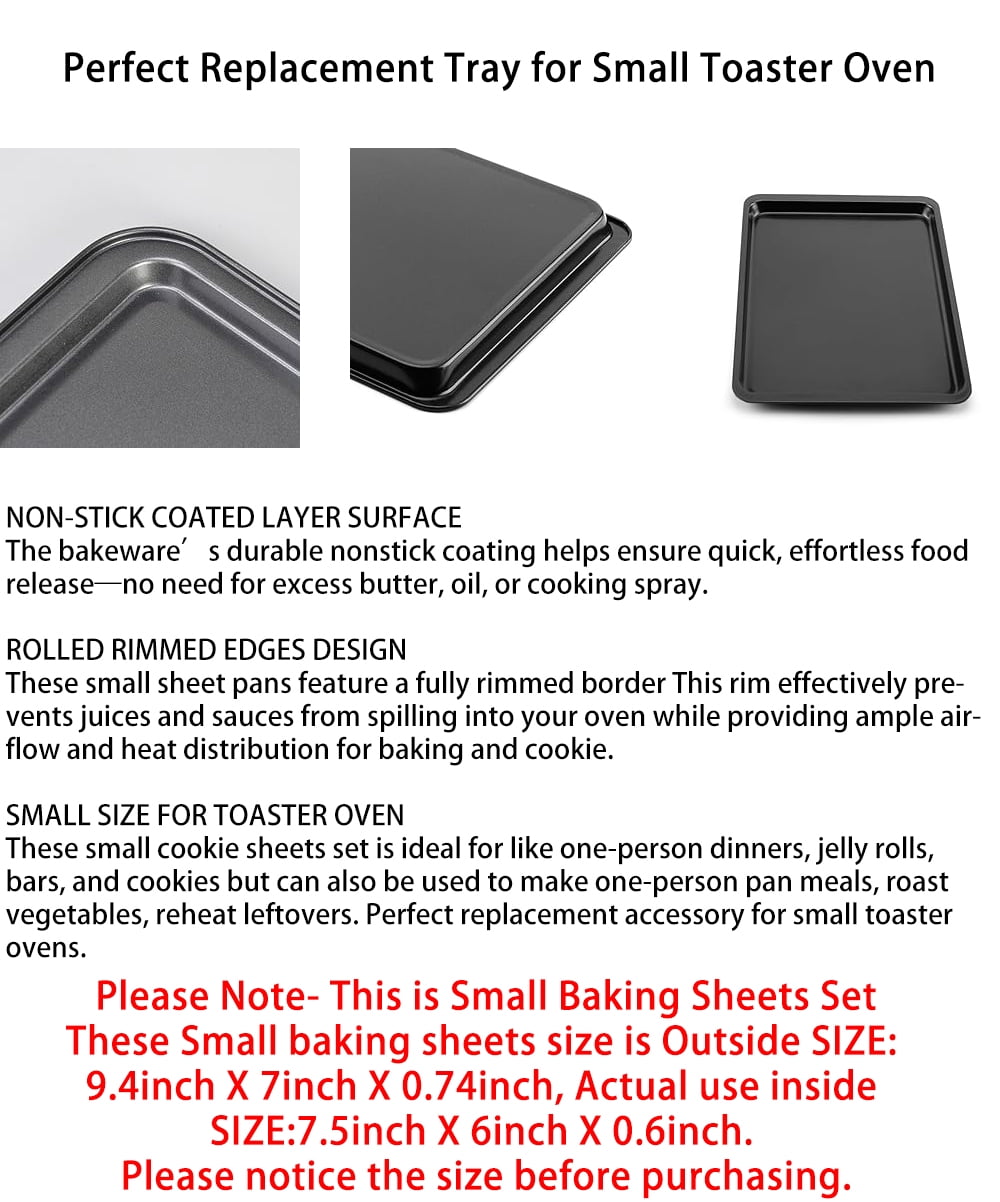 2-Piece Nonstick Baking Sheets, Carbon Steel, 9.4 x 7 inch, Dishwasher Safe