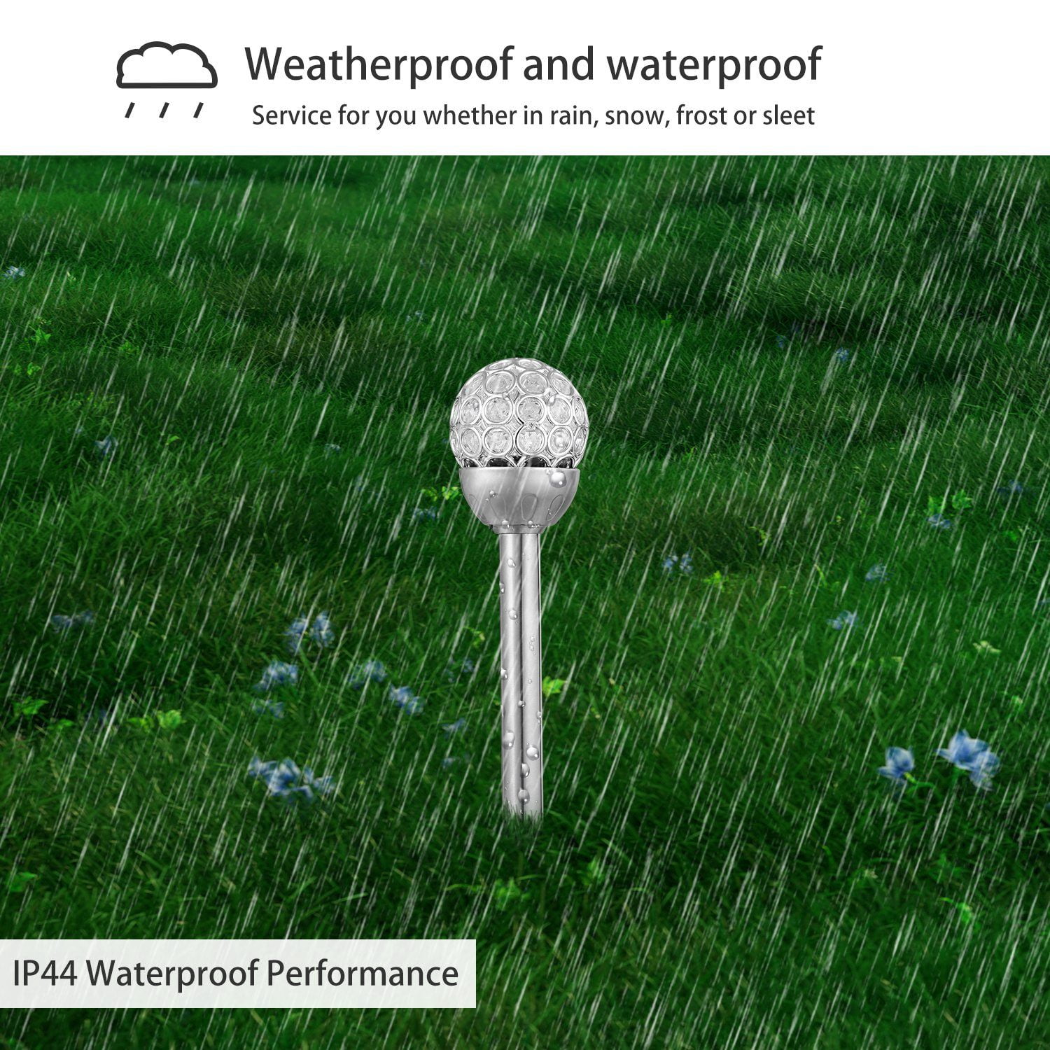 3Pcs Outdoor Solar Lights IP44 Waterproof Ball RGB Light Garden Decor Lamp Landscape Christmas
