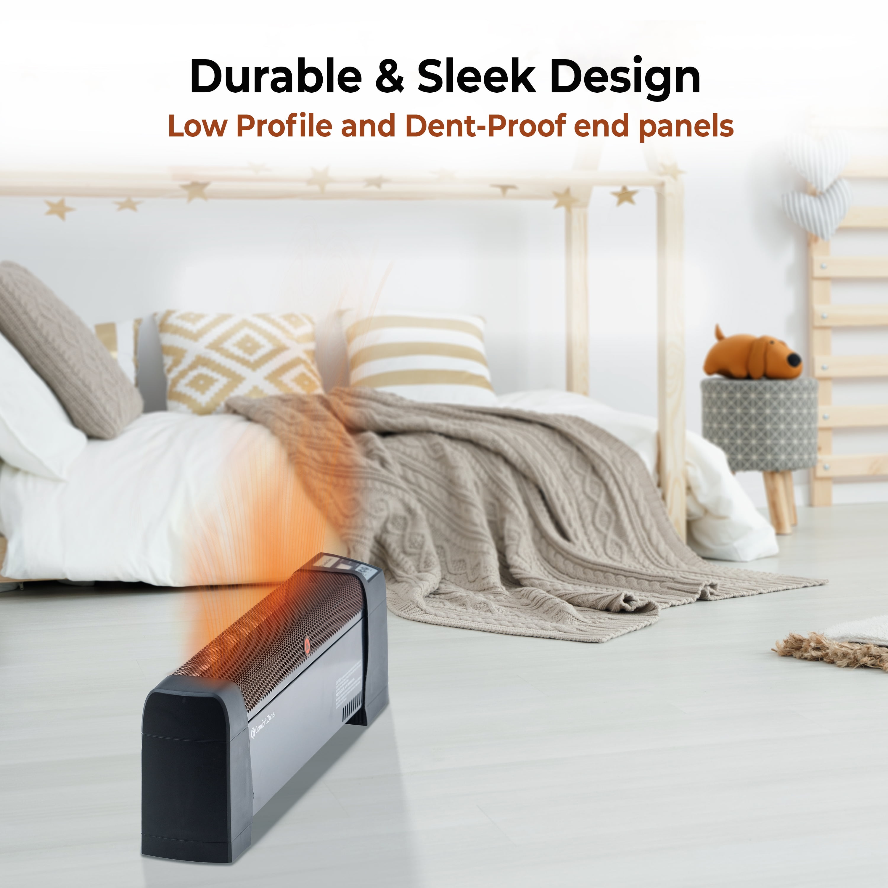 Small Space Heater Comfort Zone 1500W Electric Baseboard Heater