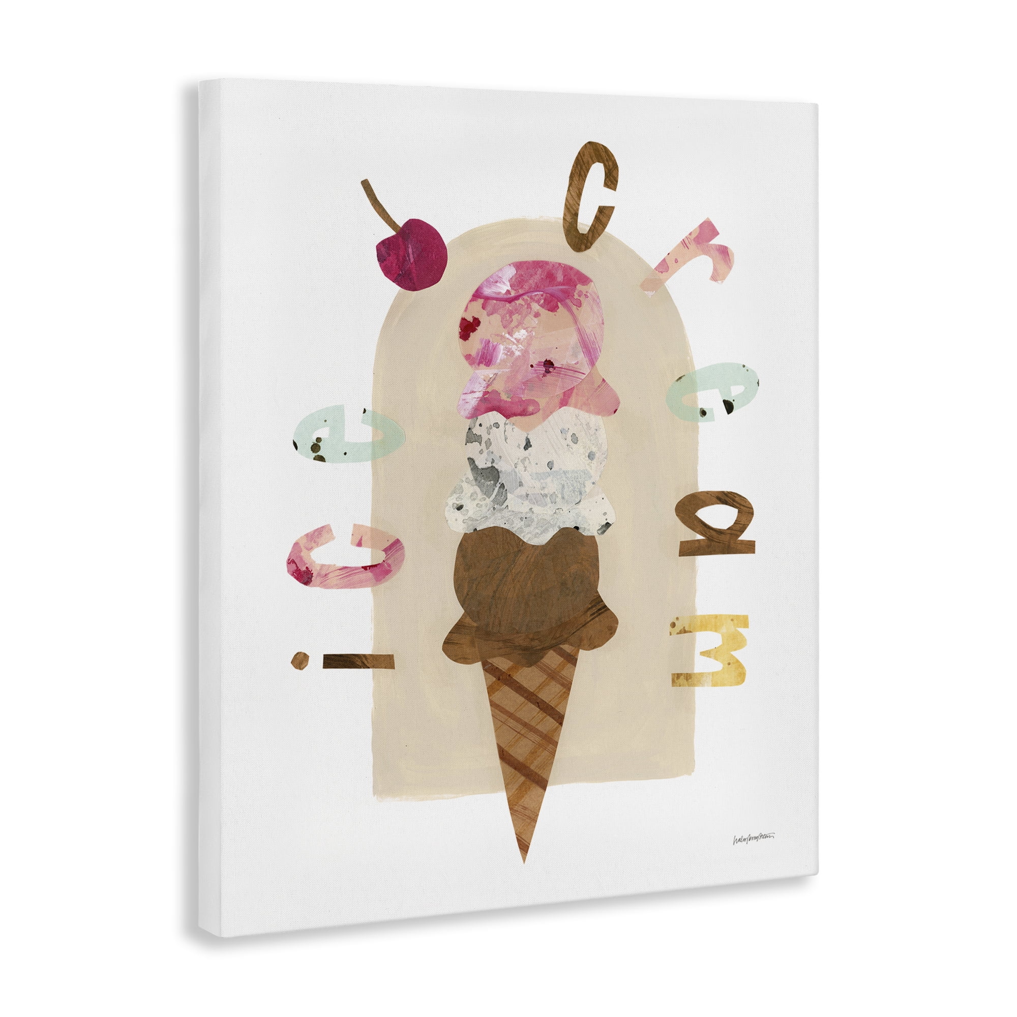 Stupell Industries Ice Cream Whimsy Food & Beverage Painting Wrapped Canvas Art Print Wall Art, 24 x 30
