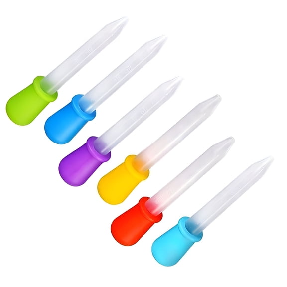 ACDANC Children Dropper with Scale Washable Reusable Infant Droppers Detachable Dispenser Pipette for Travelling 6 PCS Multi-color