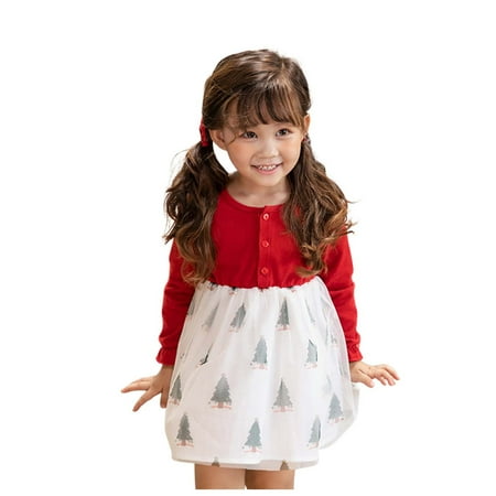 

Baby Dresses Clothes Toddler Girls Autumn Cartoon Chrismas Long Sleeve Dress Princess Dress Children s Clothing 4-5 Years