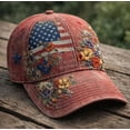 thumbnail image 2 of 250 Anniversary USA Hat - Distressed Denim Hat 1776–2026 Print Patriotic Baseball Cap with Adjustable Buckle,Red, 2 of 5