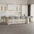 thumbnail image 2 of VECELO Modern Braided Bar Stools Set of 6 – Velvet Counter Height Stools with Woven Back Support & Footrest, Heavy-Duty Metal Frame Bar Chairs for Kitchen Island, Bar, Living Room, Grey, 2 of 14