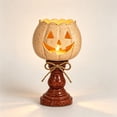 thumbnail image 6 of Halloween Lamp Indoor Tabletop Decorations, LED Lighted Wooden Pumpkin with Vintage Pedestal Stand and Rope Bow, 8.7 Inch Rustic Halloween Decor for Home Mantel Entryway, 6 of 6