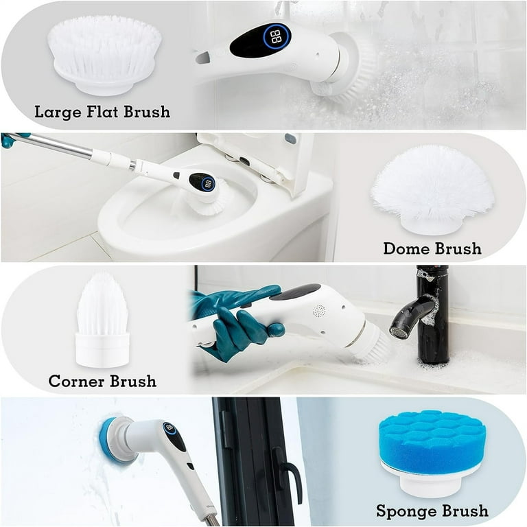 8/9in1Electric Cleaning Brush Adjustable Angle Electric Spin Scrubber  Cleaning Turbo Scrub Brush Kitchen Bathroom Cleaning Tools - AliExpress