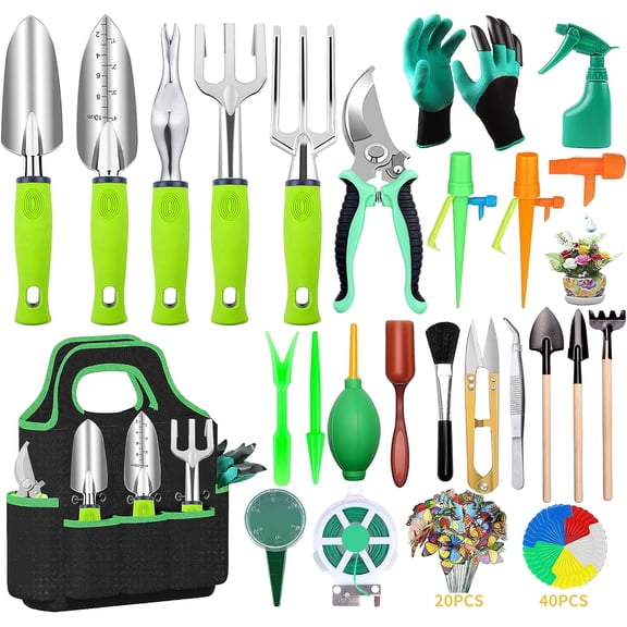 84-Piece Garden Tools Set With Heavy Duty Aluminum Hand Tools And Succulent Tool Kit Includes Tool Bag Gloves Sprayer For Gardening Gifts