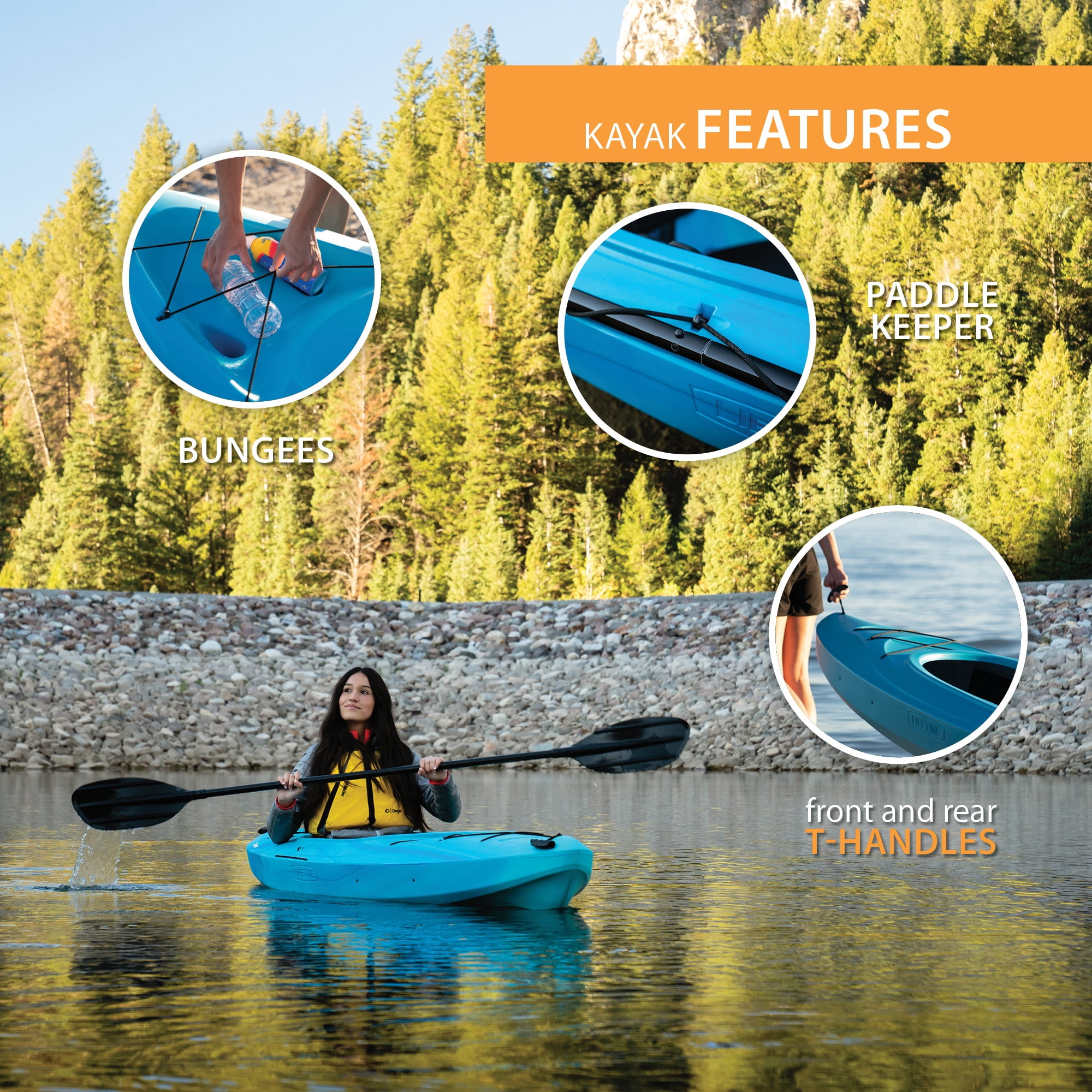 Lifetime Charger 10 ft Sit-Inside Kayak with Paddle, Bahama Fusion (91247)