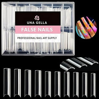 UNA GELLA Nail Tips and Glue Gel Kit, Gel x Nail Kit 4 In 1 Nail Glue Gel  with 500Pcs Half Matte Almond Full Nails, and U V LED Nail Lamp Fast