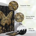 thumbnail image 2 of 4 Pcs Shower Curtain Sets, Gold Blue Butterfly Moth Black Waterproof Bathroom Sets with Non-Slip Rugs, Toilet Lid Cover and Bath Mat, 12 Hooks, Accessories Home Bathroom Decor 72" X 72", 2 of 6