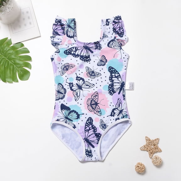 Kids Girls Swim Suit One Piece Rash Guard Swimsuit Purple Swimsuit Sun Protection Swimsuit Girls 4T