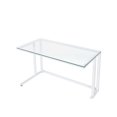 thumbnail image 3 of Hassch Modern Industry Writing Desk Computer Table with Built-in USB Port & Plug, White Frame & Transparent Desktop, 3 of 4