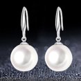thumbnail image 2 of Yesbay Ladies Silver Plated Faux Pearls Hook Dangle Stud Earrings Eardrops-, 2 of 7