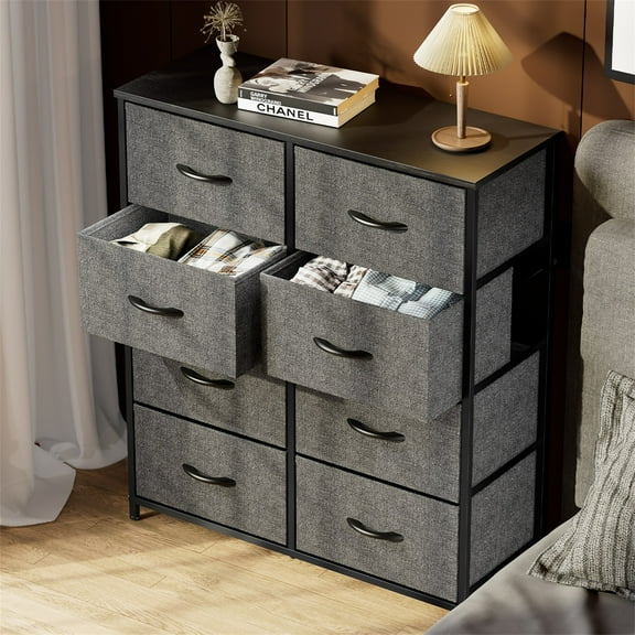 Spaco Drawer with 8 Drawers, Fdressers & Chests of Drawers, Storage with Drawers, Chest of Drawers for Closet, Living Room, Hallway, Gray