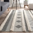 thumbnail image 3 of Nuloom  High Low Casual Geometric Aztec Mandilana Striped Shag Area Rug, 3 of 5
