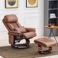 thumbnail image 2 of Mcombo Faux Leather Reclining Chairs with Ottoman, 360 Degrees Swivel Recliners with Massage 4999(Saddle), 2 of 8
