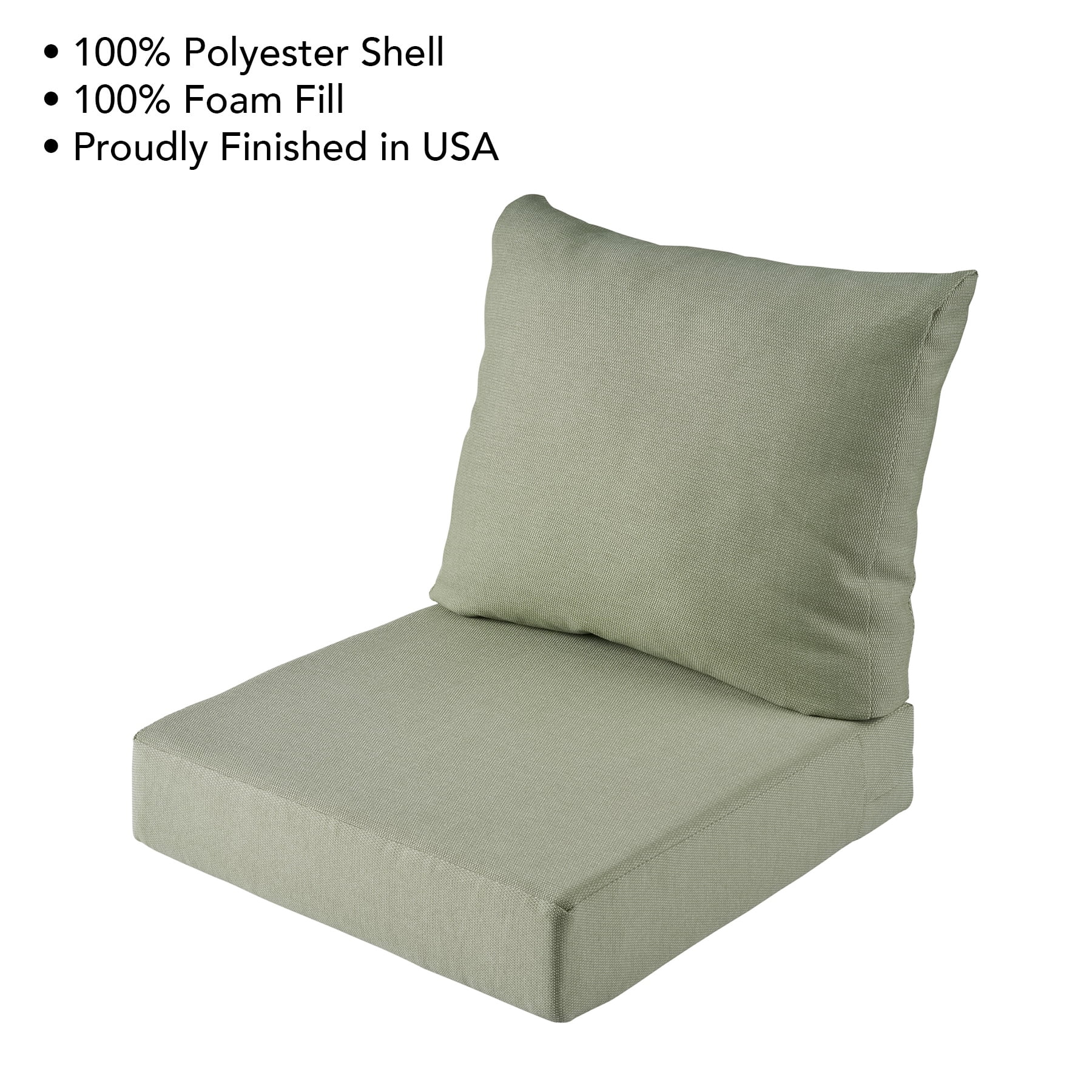 Better Homes & Gardens 24"x 24" Outdoor Deep Seat Cushion, 2-Piece, Green