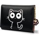 thumbnail image 1 of Cartera pequeña delgada de cuero de tres pliegues CHAO gato negro, 1 of 5