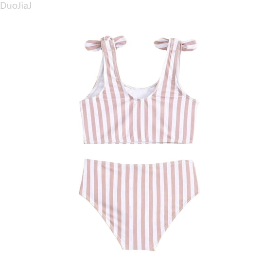 DuoJiaJ Girls Two Piece Swimwear Fashion Stripe Print Summer Bikini Tankini Swimsuit For Teen Youth Kids Girls Swimwear Two Piece,3-4 Years