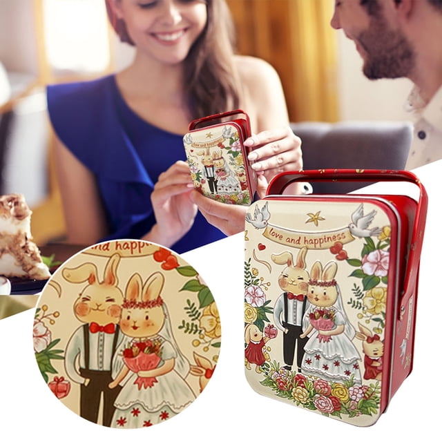 SuChun Kids Snack Boxes For School Bunny Bunny Rabbit Couple Handheld Box Wedding Candy Box Creative Box Candy Wedding Red