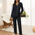 thumbnail image 2 of Afdoent Pajama Sets For Women Cozy Pajama Long Sleeve Cardigan Plaid Sleepwear For Fall And Winter Home Sleepwear Holiday, 2 of 4