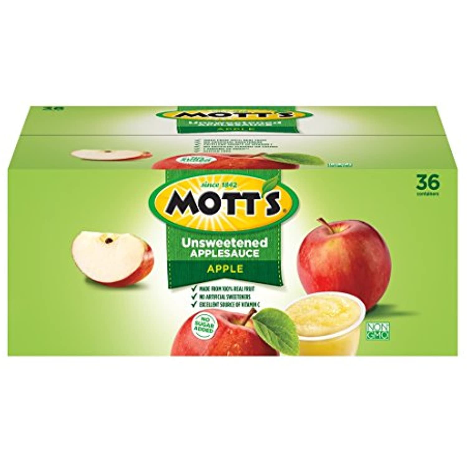 Motts Organic No Sugar Added Apple Sauce, 3.9 Ounce, 36 Count