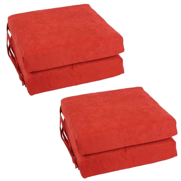 Blazing Needles Set of 4 Indoor Microsuede Chair Cushions, Cardinal Red