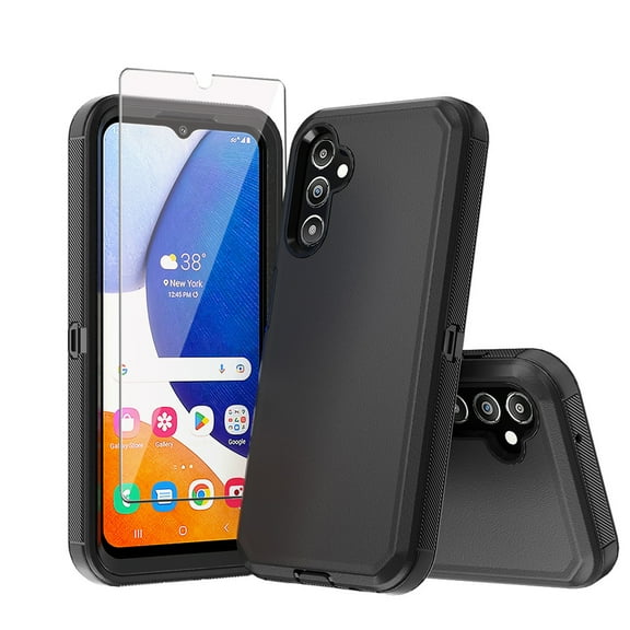 TASHHAR Samsung Galaxy A15 5G Case with Screen Protector Military Grade Heavy Duty Protection 3 in 1 Shockproof Armor Rugged Durable for Galaxy A15 5G Phone - Black