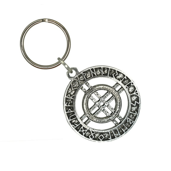 Runes Circle With Center Keychain, G112KC, 1 3/4 inch, Viking, Norse, Pewter, Key Fob, Key Ring, Keys, Zipper Pull, Luggage Tag, Backpack, Over 300 Keychain Designs, Handmade in the USA