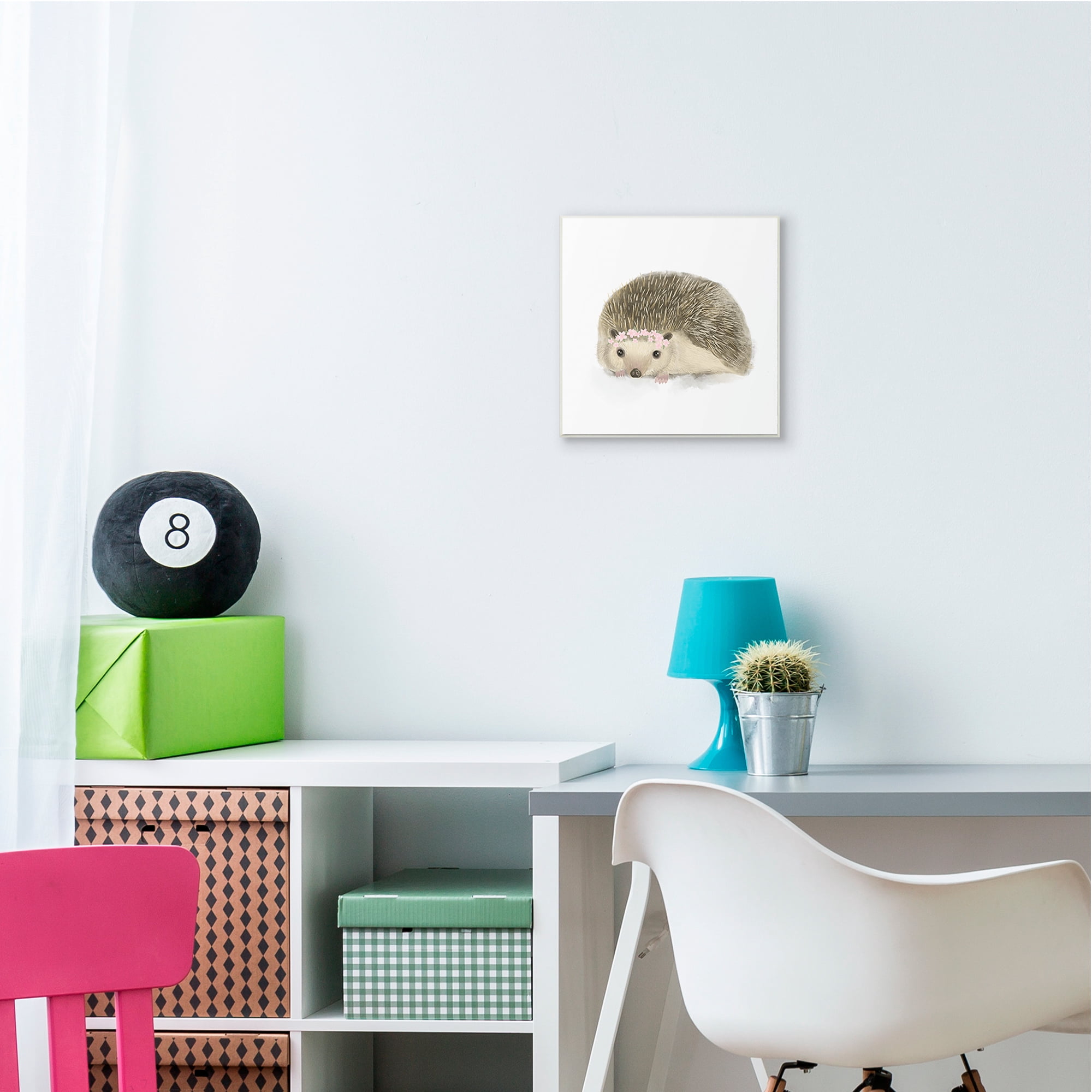 Stupell Industries Cute Floral Crown Hedgehog Nursery Woodland Animal Wall Plaque, 12 x 12, Design by Daphne Polselli