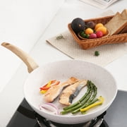 Vkoocy 6pcs Nonstick Ceramic Cookware Set, Non Stick Pots and Pans Set White Granite pattern
