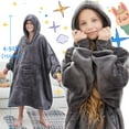 thumbnail image 5 of REDESS Oversized Wearable Blanket Hoodie Sweatshirt for Unisex Boy and Girl-Dark Grey, 5 of 6
