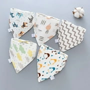 5Pcs/Set Baby Bibs Triangle Double Cotton Bandana Bibs Baby Boys Girls Babador Feeding Smock Infant Burp Cloth Baby Saliva Towel 7 One Size