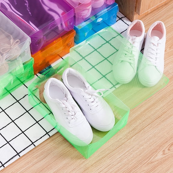 LAMIRO Clear Flip-Top Shoe Box: Durable Plastic Storage Container for Men,Women,and Children
