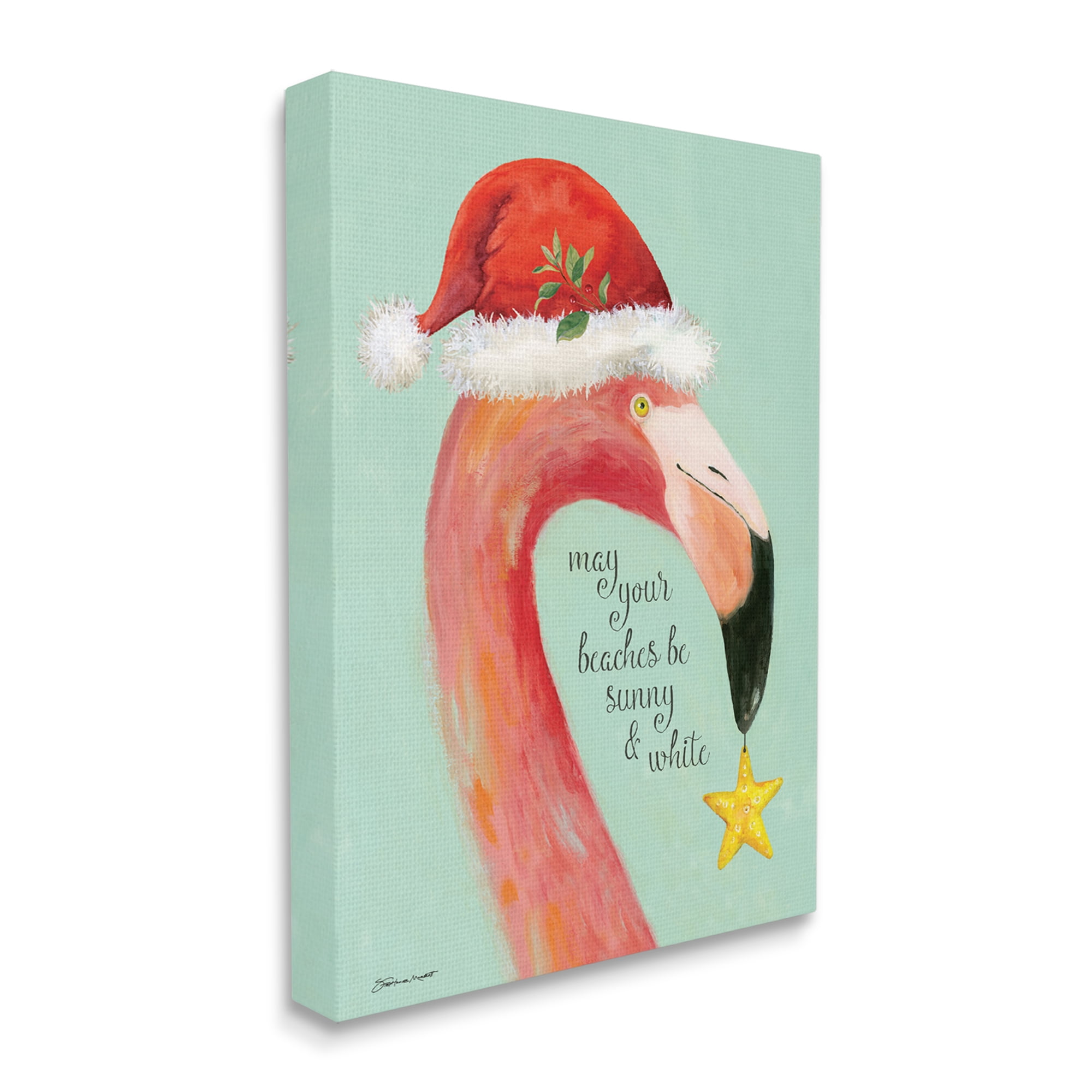 Stupell Industries Beaches Sunny & White Sand Phrase Santa Flamingo, 16 x 20, Design by Stephanie Workman Marrott