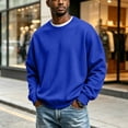 thumbnail image 5 of Delconic Men's Sweatshirts Soft Long Sleeve Crewneck Sweatshirt Midweight Fleece Sweat Shirt Breathable Pullover Sweater S-3XL Blue L, 5 of 6
