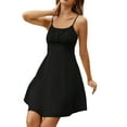 thumbnail image 5 of hirigin Women's Summer Short Sling Dresses Solid Color Sleeveless Backless Ruched Dresses, 5 of 7