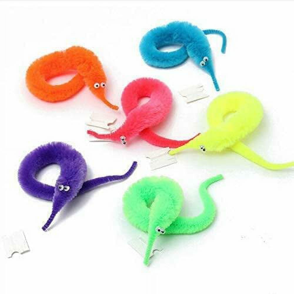 30 Pcs Magic Twisty Worm Wiggly Twisty Fuzzy Worms on a String Magic Worm Toys for Party Supplies