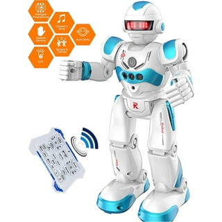 Lvelia Robot Toy for Kids, Intelligent Electronic Walking Dancing RC Robot Toys with Flashing Lights and Music, Blue