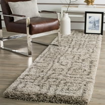 SAFAVIEH Belize Janine Abstract Plush Shag Runner Rug, Taupe/Grey, 2'3" x 11'