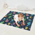 thumbnail image 2 of DarkBlue Cartoon Dinosaurs SpeechBubbles Pattern Blanket,Comfortable Soft Flannel Throw Blanket,All Season,Warm Lightweight Blankets for Sofa Bed Couch Living Room Chair,30"x40", 2 of 4