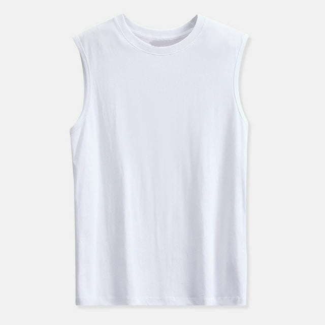 LOVZFMLL Tank Tops for Men's Fashion Comfy Solid Short Sleeve Round-Neck Regular Pullover Tank