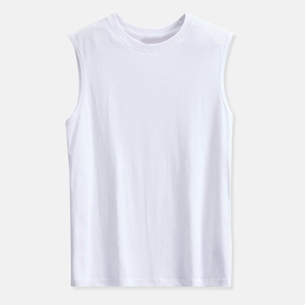 Ceisia Men's Regular-Fit Round-Neck Sleeveless Solid Cotton Tank Top Gift